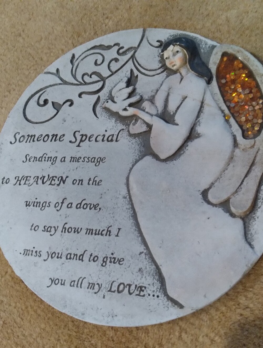 Someone Special Dove Memorial Stone Plaque - White/Gray Box Included